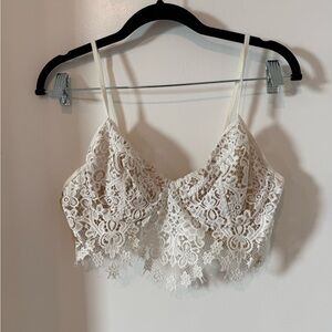 For Love And Lemons Cream Lace Bralette